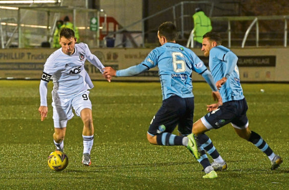 Mitch Megginson in action for Cove Rangers against Forfar.