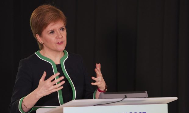 First Minister Nicola Sturgeon at Monday's briefing.