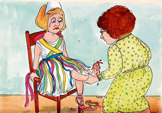 Moreen's taes were left bleeding after dancing in blocks