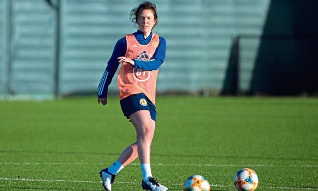 Rachel Corsie in training with Scotland.