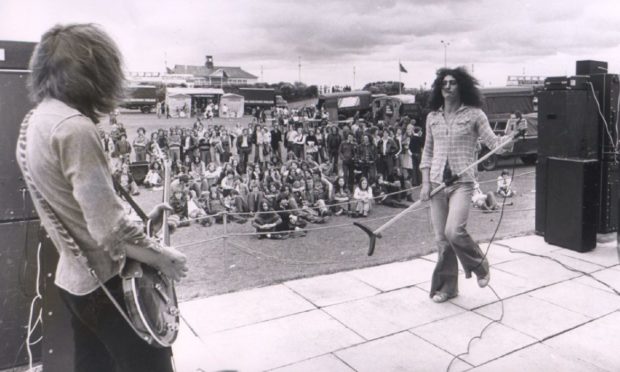 More than 300 denim-clad fans turned up at theQueens Links for an open-air concert byAberdeen-based group Pryer in 1977.