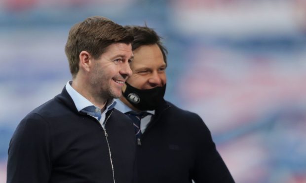 Rangers manager Steven Gerrard smiles after his side's match against St Mirren.