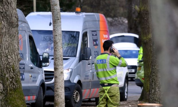 Gas workers at the Linden Centre in Huntly.