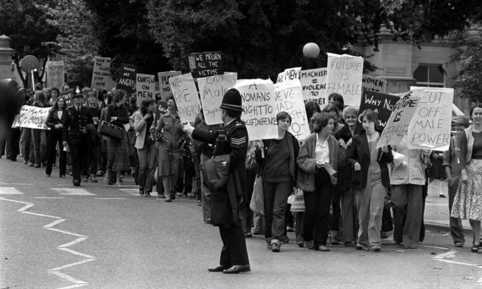 A protest in 1981 following the conviction of Yorkshire Ripper, Peter Sutcliffe, for his crimes against women.