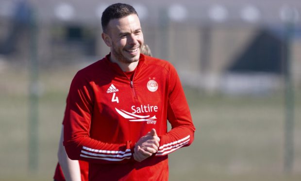 Aberdeen defender Andrew Considine during a training session at Cormack Park under new manager Stephen Glass.