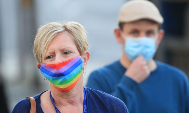 Woman wearing face mask