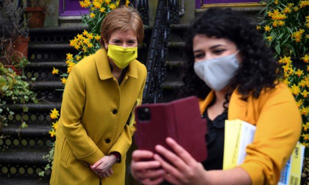 Nicola Sturgeon on the campaign trail.