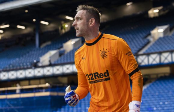 Rangers' Allan McGregor celebrates after saving a penalty during a Scottish Cup tie against Celtic.