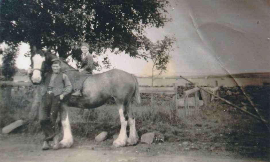 Bill Cowie on his horse in Aberdeenshire.