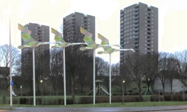 The swans designed by David Annand which have been chosen as the winner
