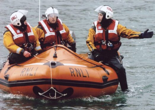 Jim Wilson with the RNLI crew