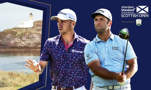 Justin Thomas, left, and Jon Rahm will play the Scottish Open in July