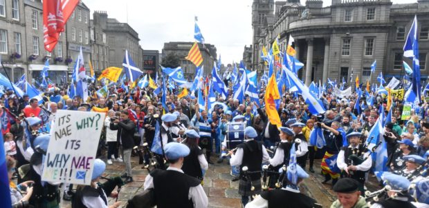 Pro-independence marchers at the Castlegate