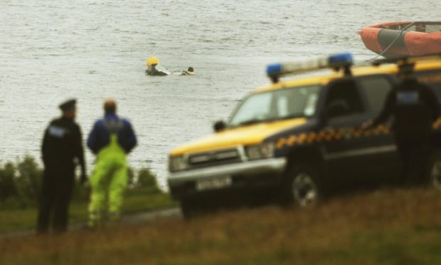 Wreckage of Super Puma helicopter which crashed off Shetland.