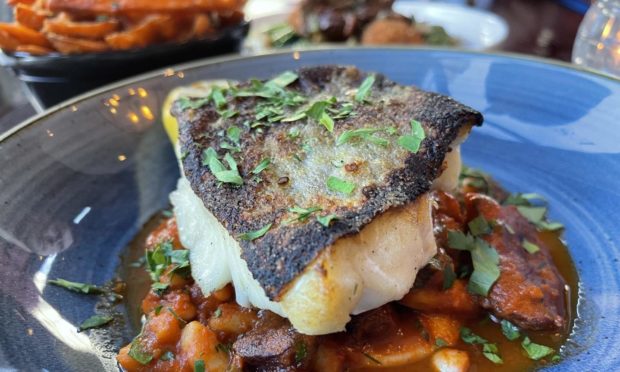 Pan-seared black cod.