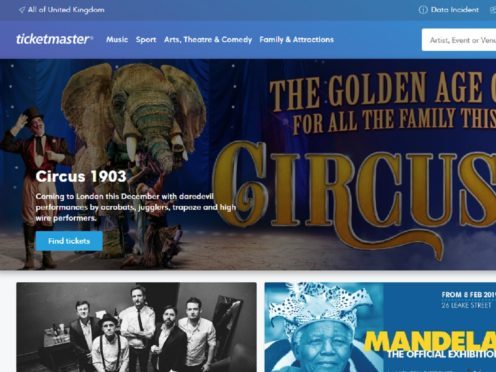 Screenshot of the Ticketmaster website (Ticketmaster/PA)