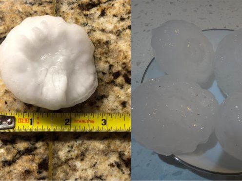Hail stones the size of baseballs fell overnight in Texas (@theOtherJared and @JenicaBadaluta/Twitter)