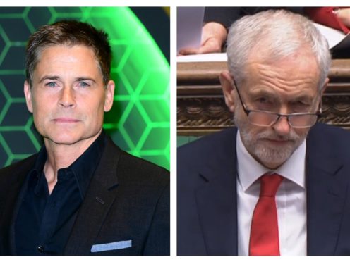Rob Lowe, left, and Jeremy Corbyn (PA)