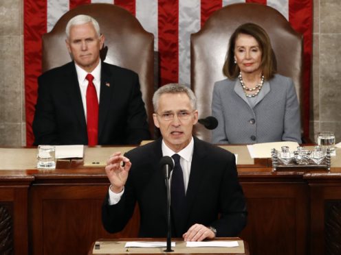 Jens Stoltenberg’s address was the first to Congress by a NATO head (AP Photo/Patrick Semansky)