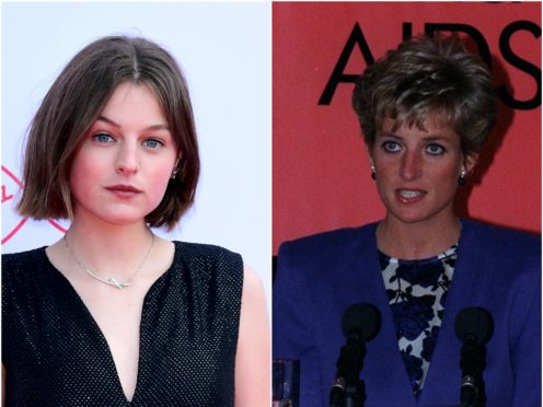 Emma Corrin and Diana, Princess of Wales (Ian West/Martin Keene/PA)