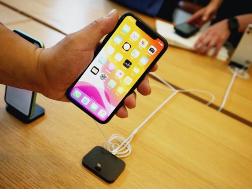 An iPhone 11 on display during the Apple iPhone 11 launch at the tech giant’s flagship store in Regent Street, central London (Jonathan Brady/PA)