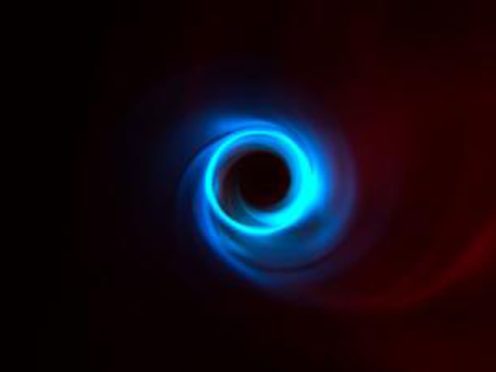 Simulation showing plasma swirling around M87 (Lia Medeiros/Institute for Advanced Study/PA)