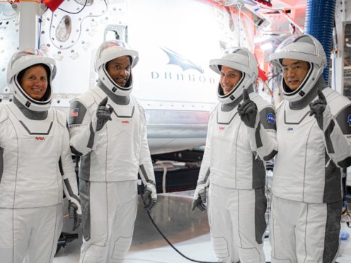 Crew-1 astronauts Shannon Walker, Victor Glover, Michael Hopkins and Soichi Noguchi (Nasa/SpaceX)