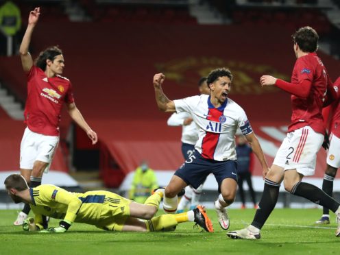 Marquinhos scored to put Paris St Germain ahead (Martin Rickett/PA)