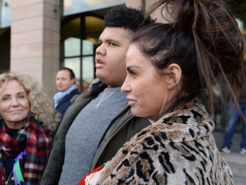 Katie Price with her son Harvey (Nick Ansell/PA)