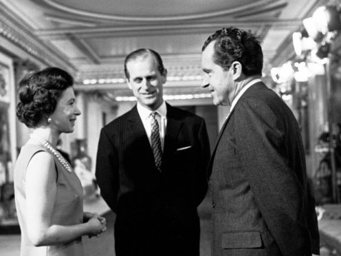 The Queen and the Duke of Edinburgh with Richard Nixon in Buckingham Palace (PA)
