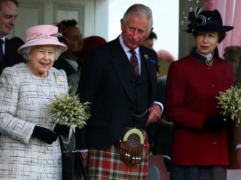 The Queen, Prince of Wales and Princess Royal at the Braemar Royal Highland Gathering (Andrew Milligan/PA)