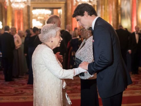 The Queen greets Canada’s Prime Minister Justin Trudeau (Victoria Jones/PA)