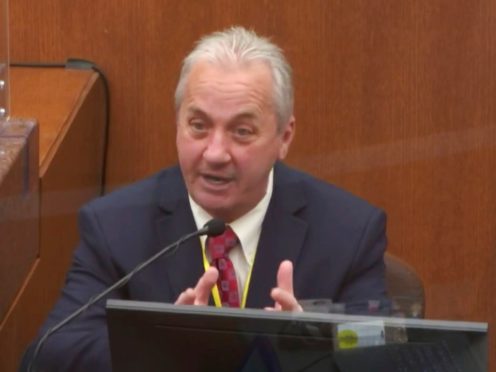 Lt Richard Zimmerman, of the Minneapolis Police Department, testifies at the Hennepin County Courthouse in Minneapolis (Court TV via AP)