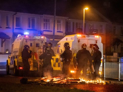 Police came under attack during another night of violence and disorder in a number of loyalist areas in Northern Ireland on Monday (Liam McBurney/PA)