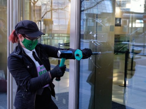 Protesters at Barclays in Canary Wharf, London (Joao Daniel Pereira/Extinction Rebellion/PA)
