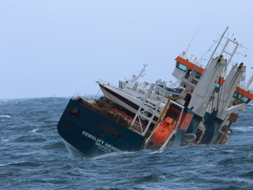The unmanned Dutch cargo ship Eemslift Hendrika (Coast Guard Ship Shortland/AP)