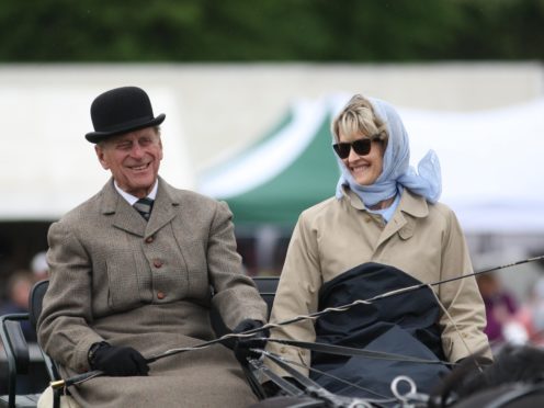 The Duke of Edinburgh with Lady Brabourne, now Countess Mountbatten of Burma (Steve Parsons/PA)