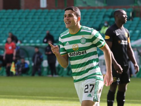 Celtic’s Mohamed Elyounoussi hit two in a 6-0 win over Livingston (JeffHolmes/PA)