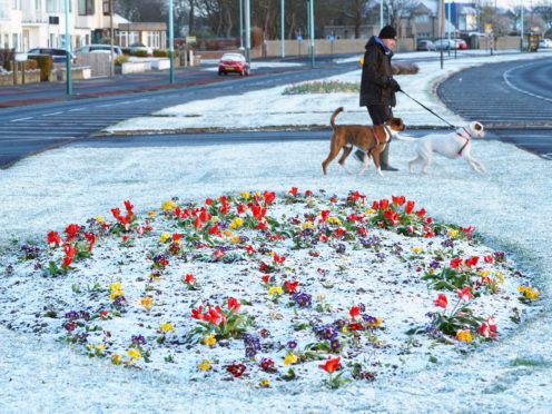 There was a light dusting of overnight snow at Whitley Bay on the North East coast (Owen Humphreys/PA)