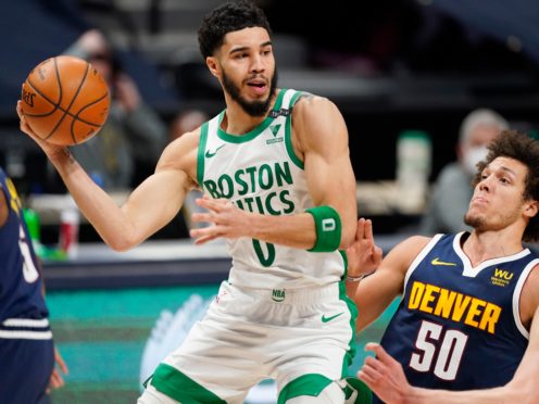 The Denver Nugget’ eight-game streak of victories ended with an emphatic 105-87 loss following an intense-second half passage of play from the visiting Boston Celtics (David Zalubowski/AP)