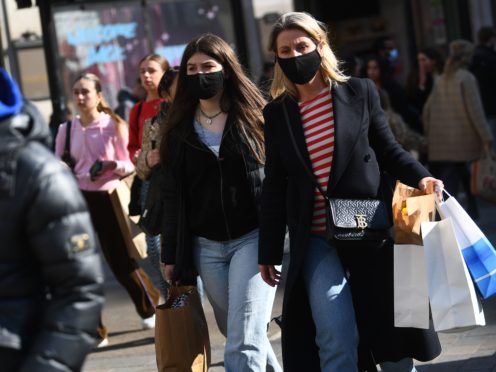 Total customer footfall on the day non-essential retail reopened in England was down 15% on two years ago, new figures show (Victoria Jones/PA)