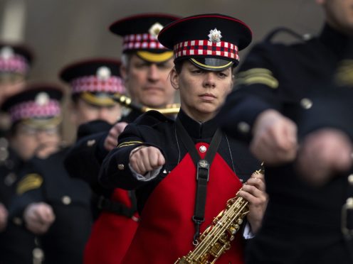 Military personnel rehearsing for the Duke of Edinburgh’s funeral (PA)