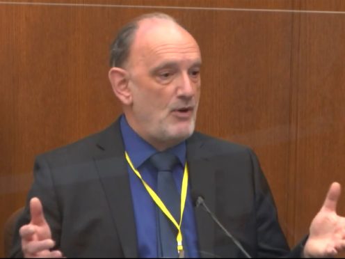 Dr David Fowler at the trial of former Minneapolis police officer Derek Chauvin at the Hennepin County Courthouse in Minneapolis, Minnesota (Court TV via AP, Pool)