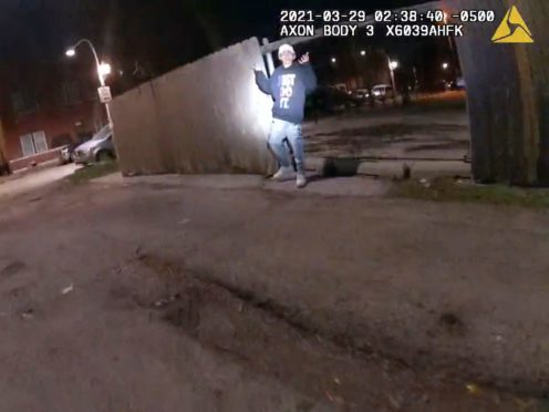 The emoment before Chicago Police officer Eric Stillman fatally shot Adam Toledo (Chicago Police/AP)
