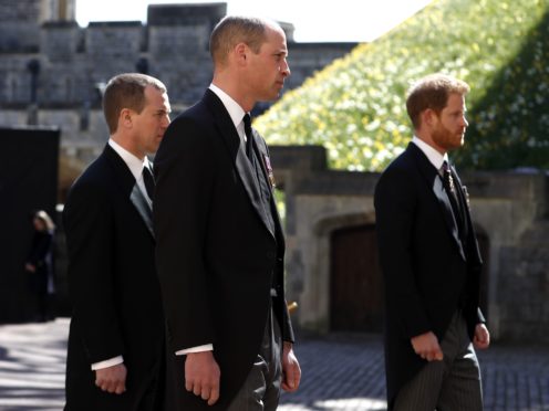 Peter Phillips, the Duke of Cambridge and the Duke of Sussex during the funeral of the Duke of Edinburgh (Alastair Grant/PA)