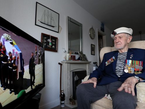 Malcolm Clerc, 94, watches the funeral of the Duke of Edinburgh (Martin Rickett/PA)