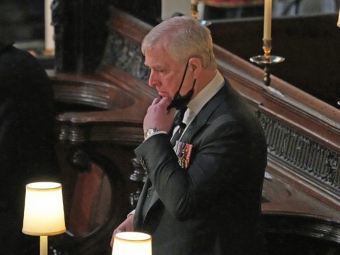 The Duke of York during the funeral of the Duke of Edinburgh in St George’s Chapel, Windsor Castle, Berkshire (Yui Mok/PA)
