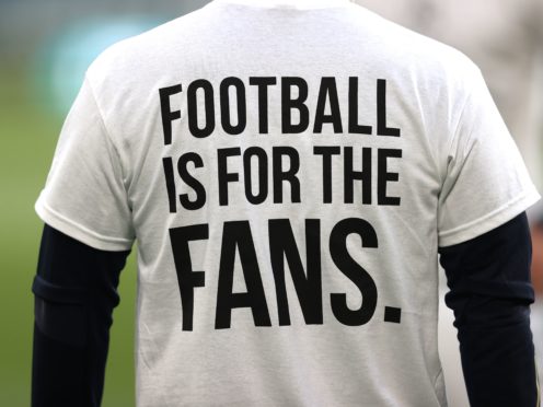 Leeds players wore ‘Football Is For The Fans’ shirts during a warm-up (Clive Brunskill/PA)