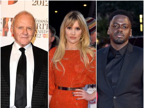 Sir Anthony Hopkins, Emerald Fennell and Daniel Kaluuya (PA)