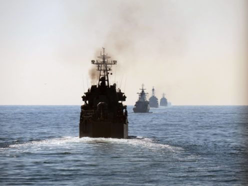 Russian units seen from astern passing through the Dover Strait (Royal Navy/PA)